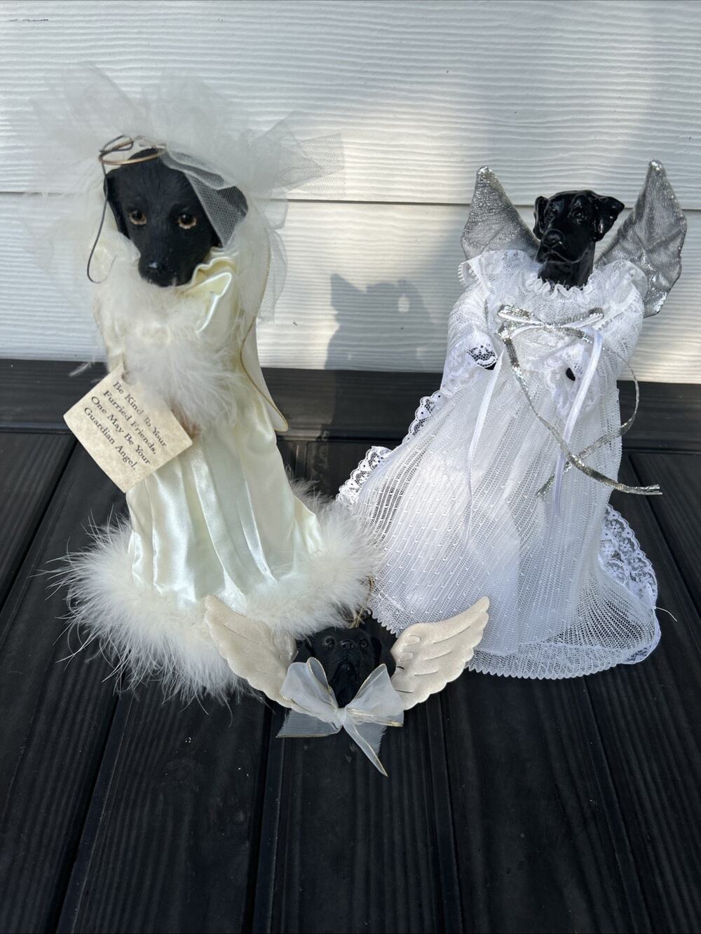 Two Sisters & Co Black Lab Dog Christmas Tree Topper Vintage Angel Ornament Lot
